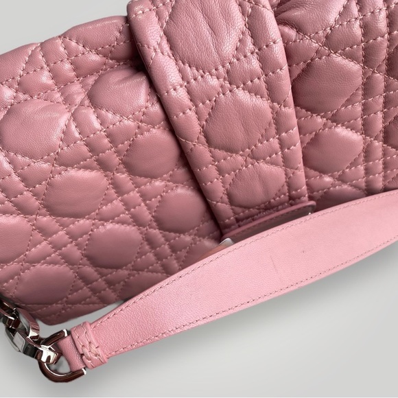 Christian Dior Pink Lambskin Leather Cannage Flap Bag - Picture 16 of 16